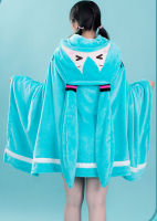 (ร้อน) ร้อนอะนิเมะ H atsune Miku VOCALOID ผ้าห่มเสื้อคลุมเสื้อกันหนาวหมวกสักหลาด2in1โยนผ้าห่มหมอนเครื่องแต่งกายนุ่มอบอุ่นผ้าคลุมไหล่โซฟาของเล่น