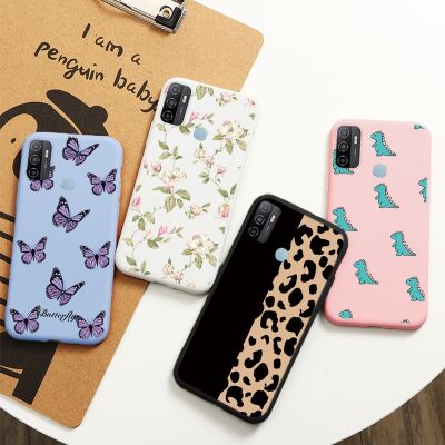 17เคสสำหรับ Oppo A53 A53 2020 A32เคสโทรศัพท์ซิลิโคนนิ่มสำหรับ OPPOA53 A 53 32เคสกันกระแทกเคสด้านนอกเป็นลายดอกไม้กระเป๋า TPU สีดำ