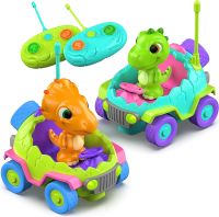 MindSprout Dino Chasers Remote Control Car for Kids Age 2 3 4 5 Years Old, (2 Pack) Toddler Toys Age 2-4, Birthday Gift for Boys &amp; Girls, Family Fun, Kids Dinosaur Toys LED Lights &amp; Music