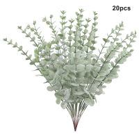 20pcs Garden Flower Arrangement Artificial Natural High Dried Branches Long Stem Fake Wedding Vivid Party Decoration Easy Care Eucalyptus Plant