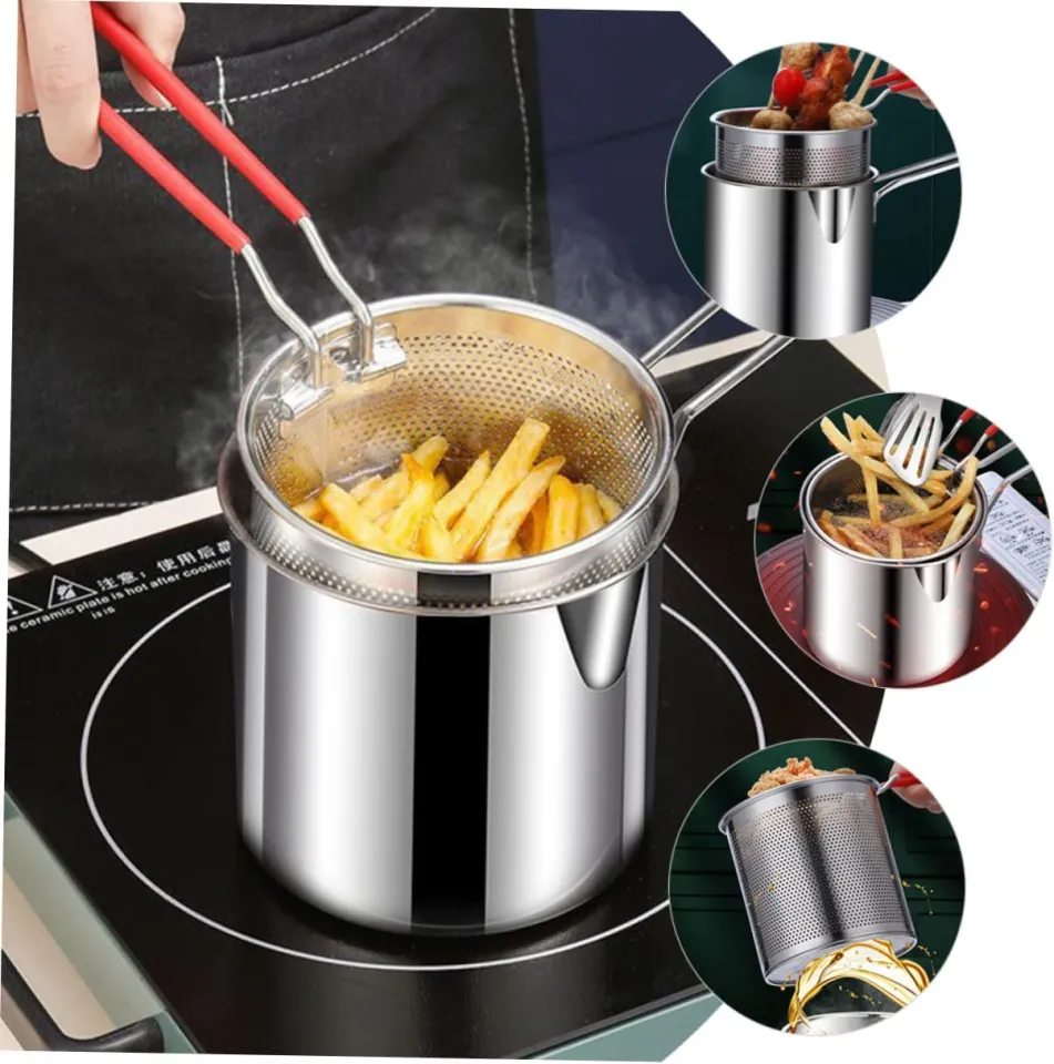 1200ML Deep Frying Pot 304 Stainless Steel Kitchen Fryer With