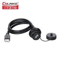 Cnlinko หัวต่อ YU-USB กลางแจ้ง9ขากันน้ำช่องเสียบ USB 2.0อะแดปเตอร์ปลั๊กช่องเสียบติดตั้งบนแผงตัวเมีย + สายเคเบิล USB3.0ข้อมูล1ม.