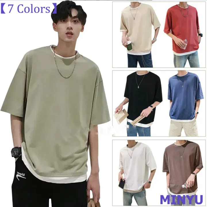 Domple Mens Summer Casual Solid Colors Relaxed Fit Short Sleeve T-Shirt Tee 