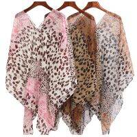 【Miki Xinyuan】 SexyLeopard Print Silk Strawshawl Women Long Cloak Transparent SunT77