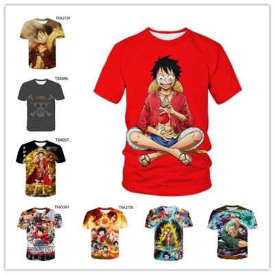 卍♞❦ เสื้อยืดลําลอง พิมพ์ลายการ์ตูนอนิเมะ One Piece 3D แนวสตรีท แฟชั่นฤดูร้อน สําหรับเด็กผู้ชาย และเด็กผู้หญิง