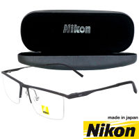 Nikon แว่นตา รุ่น 9006 กรอบเซาะร่อง Rectangle ทรงสี่เหลี่ยมผืนผ้า ขาสปริง วัสดุ สแตนเลส สตีล (สำหรับตัดเลนส์) กรอบแว่นตา สวมใส่สบาย น้ำหนักเบา ไม่ตกเทรนด์ Gouging frame Eyeglass Spring legs Stainless Steel material Eyewear Top Glasses made in Japan