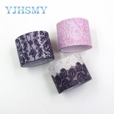 【CC】 YJHSMY I-19308-54538mm 10yards flower Thermal transfer Printed grosgrain Ribbonsbow cap handmade accessories decorations