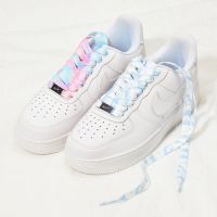 To dye color shoelaces af1 air force one mens and womens ins high tide pink gr เชือกผูกรองเท้ามัดย้อมสี af1 แอร์ฟอร์ซวันชายหญิง ins เชือกไล่ระดับสีชมพู aj1 เครื่องประดับรองเท้าสีขาวทรงสูง 9.23