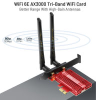 AX3000Mbps PCIe WiFi Card for PC WiFi 6E with Bluetooth 5.2 802.11AX Tri-Band (2.456Ghz) Wireless Wi-Fi 6 Card with MU-MIMO