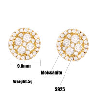 มิลลิเมตร Moissanite ต่างหูคลาสสิกรอบ S925เงินจริงเพชรเย็นออกหูกระดุมสำหรับผู้หญิงผู้ชายเครื่องประดับระดับไฮเอนด์ผ่านทดสอบ