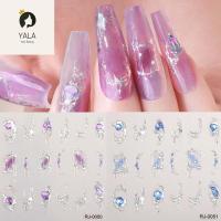 YALA ตกแต่งเล็บ DIY สติกเกอร์เล็บสีบรอนซ์ กาวนุ่มติดแน่น เครื่องประดับตกแต่งเล็บ สติ๊กเกอร์เลเซอร์เล็บสีบรอนซ์ สีสันสดใส เสน่ห์ของเล็บ ร้านทำเล็บ