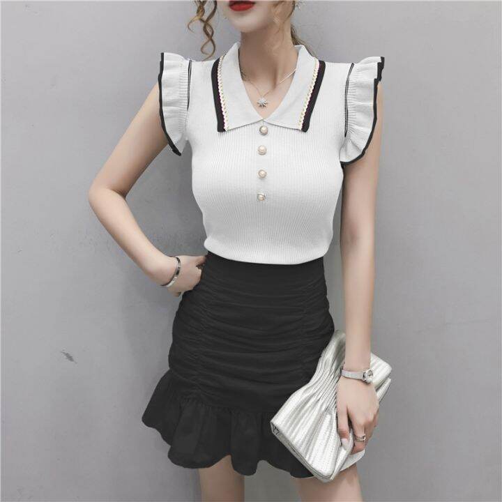 fashion-korean-crop-turn-down-collar-knitted-t-shirts-sleeveless-t-shirt-female-tee