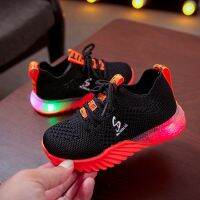 kids mesh shoes kids LED lace-up sneaker