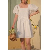 Wedding baju Korean Generous Collar White long Dress women Puff Sleeve maxi plus size dresses