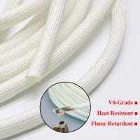 ⊕❄∏ 1/5/10/20M Fiberglass Sleeve 600 Deg High Temperature Braided Soft Chemical Fiber Tube ID 1mm 25mm Fiberglass Sleeving White