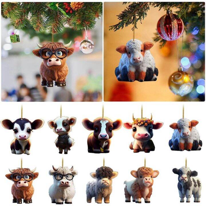 10pcs-cute-cartoon-cow-car-pendant-home-tree-decoration-christmas-ornament-home-decoration