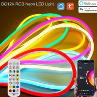 12V Neon RGB LED Strip Tuya Wifi Smart Remote Control Dimmable Backlight Solf Tape Lamp Room Cabinet Light for Alexa 1/2/3/4/5M LED Strip Lighting