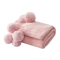 TONGDI Soft Warm Fashionable Plush Ball Knitting Wool Blanket Luxury Pretty Decor For Children Princess Girl Handmade Sleeping