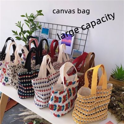 【hot sale】♞ C16 Women Bag Korea Bag Beg Ins Style Small Tote Bag Small Fresh And Cute Small Cloth Bag Printed Handbag Bento Bag Wholesale Canvas Bag Lunch Bags Mini Tote