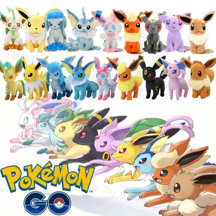 Eevee Evoluções Kit com 2 Pelúcias Pokemon Eevee e Sylveon em