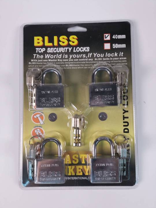 bliss-กุญแจระบบลูกปืนมาสเตอร์คีย์-40-มิล-จำนวน-2-3-4-5ชุด-ใน-1-เซ็ท-กุญแจมาสเตอร์คีย์-ไขได้ในดอกเดียว