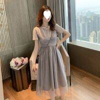 [COD] 2023 summer new over-the-knee sparkling world-weary dress womens fresh and sweet gauze elegant western style little black