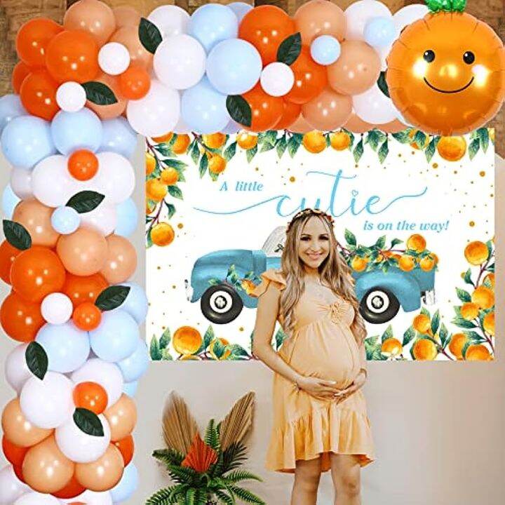 jollyboom-dekorasi-baby-shower-น้อยน่ารักสีส้มลูกโป่งสีน้ำเงินพวงมาลัยชุดโค้งน่ารักเล็กๆน้อยๆอยู่ระหว่างทางฉากหลัง-dekorasi-baby-shower-ธีมสีส้มสำหรับอาบน้ำเด็กส้มเขียวหวาน