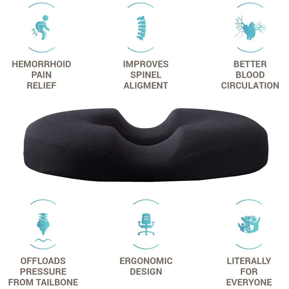 Donut Pillow Seat Cushion Orthopedic Design| Tailbone &Memory Foam Pillow |  Relieve Pain and Pressure for Hemorrhoid, Pregnancy Post Natal, Surgery