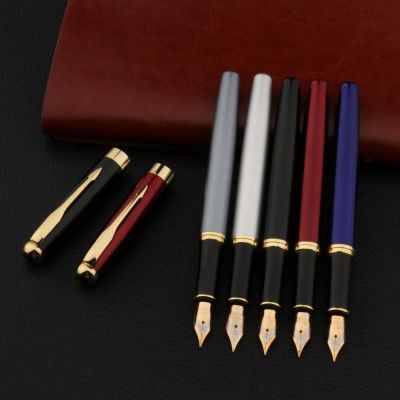 Business Fountain Pen Gifts Metal Black Golden Student Fountain Pen Stationery Office School Supplies Pens Writing Tools עטים
