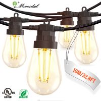 LED Outdoor String Lights Hanging 2W S14 Bulbs IP65 Waterproof Shatterproof Garden String Lights for Patio Garden Porch Backyard Fairy Lights