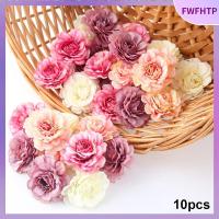 FWFHTP 10pcs ตกแต่ง DIY สมุดภาพ งานแต่งงาน ดอกไม้ ดอกโบตั๋นประดิษฐ์ ช่อดอกไม้ปลอม หัวดอกไม้