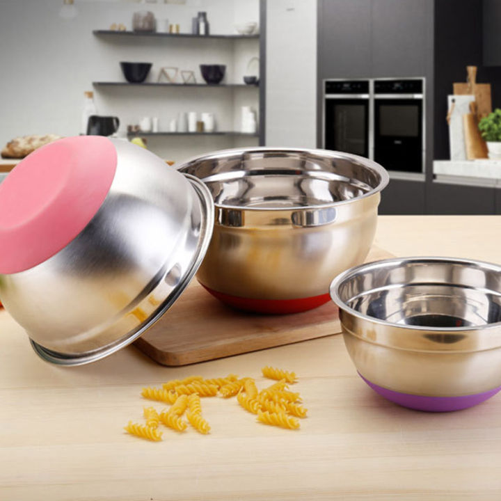 simple-multi-purpose-stainless-steel-bowl-with-sealing-cover-thickening-silicone-bottom-salad-pot-baking-egg-kitchen-utensils