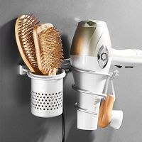 Gold Hair Dryer Holder Space Aluminium Bathroom Wall Shelf Hair Dryer Rack With Basket Bathroom Shelves Bathroom Accessories