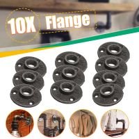 ✸♨¤ 10Pcs 1 1/2 3/4 Black Decorative Malleable Iron Floor/Wall Flange Malleable Cast Iron Pipe Fittings BSP Threaded Hole