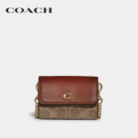 COACH ที่ใส่การ์ดผู้หญิงรุ่น Half Flap Card Case In Colorblock Signature Canvas สีครีม C7211 B4NQ4