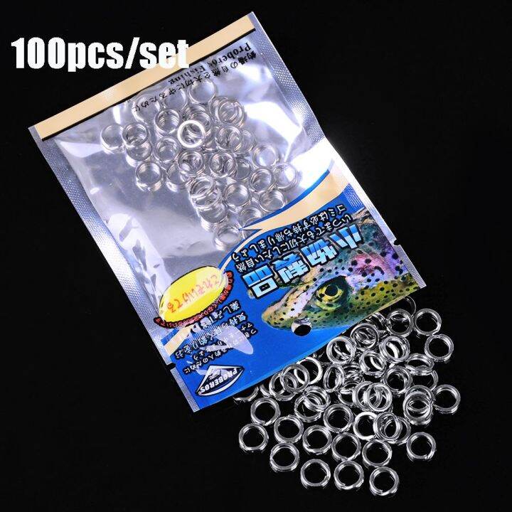 zhuwnana-100pcs-สองเท่า-3-8-ไลน์แทคเคิล-สแน็ปหมุน-แหวนแยกตกปลา-ปลา-connector-สแตนเลส