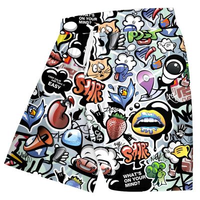 Men Beach Shorts Summer Casuals 3D Psychedelic Graffiti Printed Men Short Pants Comfortable Fitness Sports Quick Dry Shorts