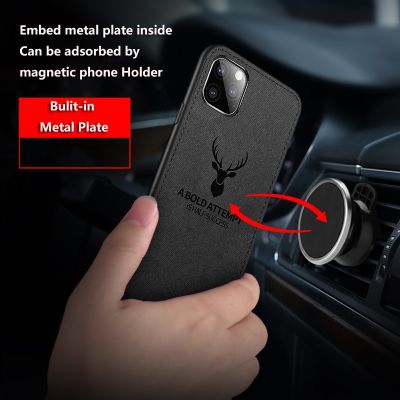 「Enjoy electronic」 Cloth Texture Deer 3D Soft Magnetic Car Case For Iphone 13 Magnet Plate Cover For   13 Pro Max Ipone 13 Mini Silicone Coque