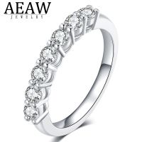 0.7ctw 3mm DF Round Cut Engagement&amp;Wedding Moissanite Lab Grown Diamond Band Ring Sterling Silver for Women