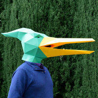 Low Poly Dinosaur Pterodactyl Paper Pattern Halloween Headgear Dinosaur Kids Papercraft Paper ed Party