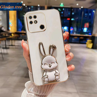 Andyh New Design For Xiaomi Redmi 10C 9C 10A 9A 8A 9 8 Case Luxury 3D Stereo Stand Bracket Smile Rabbit Electroplating Smooth Phone Case Fashion Cute Soft Case