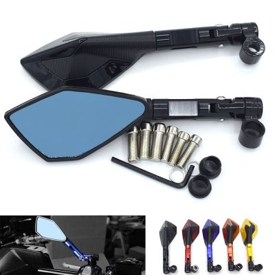 Universal Motorcycle Rearview Mirror Blue Glass CNC Aluminum For BMW G650X G650GS   R nineT K1200R HP2 Enduro R1150GS G310R G650 Mirrors