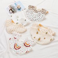 【DT】hot！ Cotton Baby Bibs New Print Ruffle Absorbent Tassel Bib Newborn Burp Cloths Bandana Scarf for Boys Feeding Drool