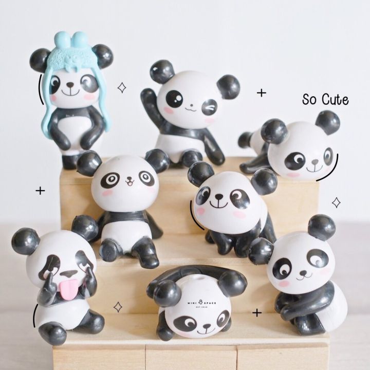 model-panda-หมีแพนด้า-8-แบบ-ตุุ๊กตาจิ๋วตกแต่งกระถาง-ชุด-8-แบบ