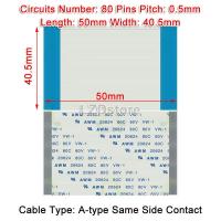 ริบบิ้น FPC สายแบนยืดหยุ่น80 P Pitch 0.5มม. ยาว50มม. A-Type อุปกรณ์ทำเครื่องประดับ FFC แบบสัมผัสลวด80หมุด5ซม. AWM 20624 80C 60V VW-1 2ชิ้น