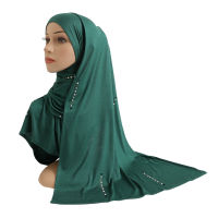 Headห่อ Hijabs สีทึบผู้หญิงมุสลิม Jersey แถบคาดศีรษะผมผ้าโพกศีรษะหมวก