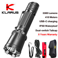 ไฟฉายแบบชาร์จ Klarus XT11GT PRO V2.0 อัลตร้าไฟฉายสว่างไฟฉายยุทธวิธี 3300LM 410M ดับเบิลสวิทช์ไฟฉายแบบชาร์จไฟไฟฉายกันน้ำเดิม