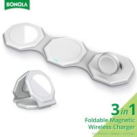 Bonola Foldable Magnetic 3 In 1 Wireless Charger For Iphone 14 12 13 Pro 15W Fast Wireless Charging For Airpods Pro/Apple Watch