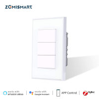 Zemismart Tuya Zigbee 3แก๊งสวิตช์ไฟที่มี Interruptor ผนังเป็นกลางสหรัฐออสเตรเลียสมาร์ทสวิทช์ Alexa Home การควบคุมเสียง