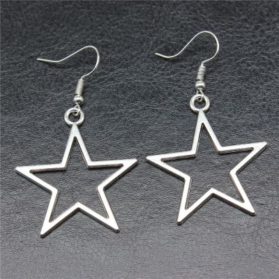Fashion Handmade Simple Design Silver Color Hollow Star Pendant Earrings Women - Dangle Earrings - Aliexpress